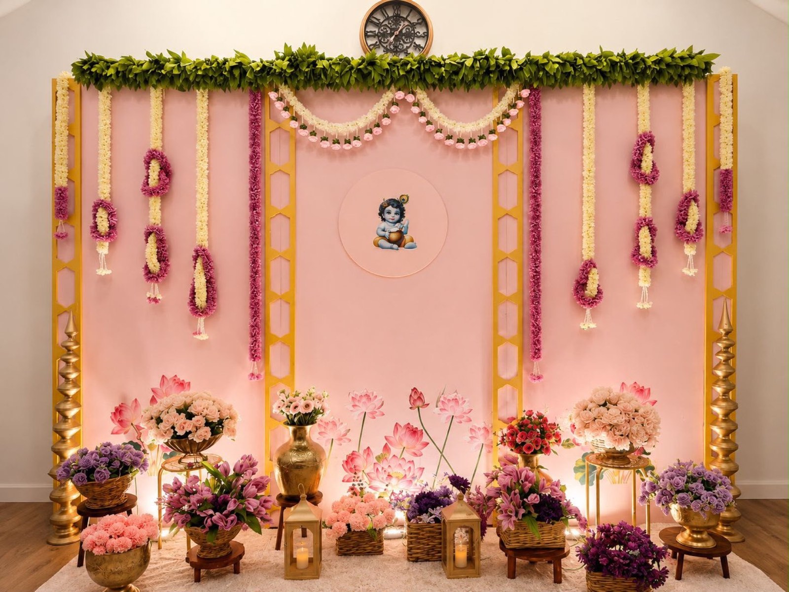 Annaprasana Decor with Krishna Backdrop